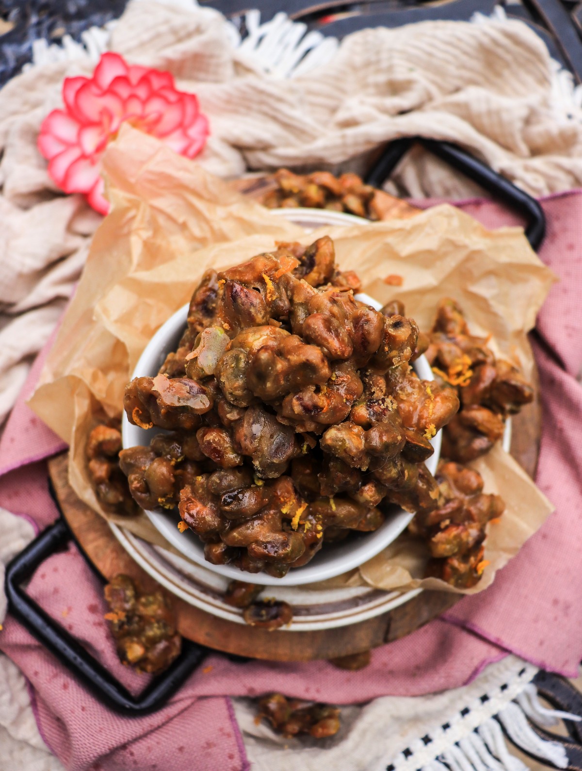 maple orange candied pistachios