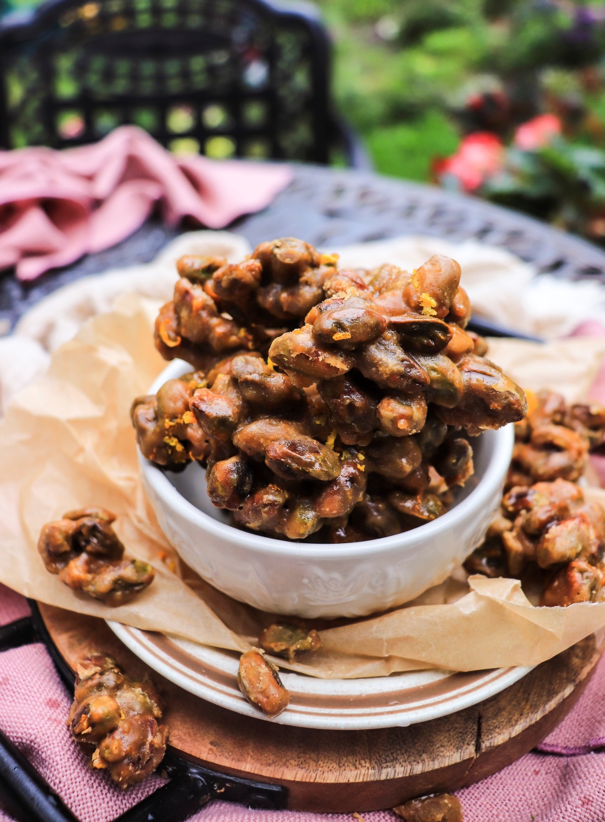 maple candied pistachios with maple sugar