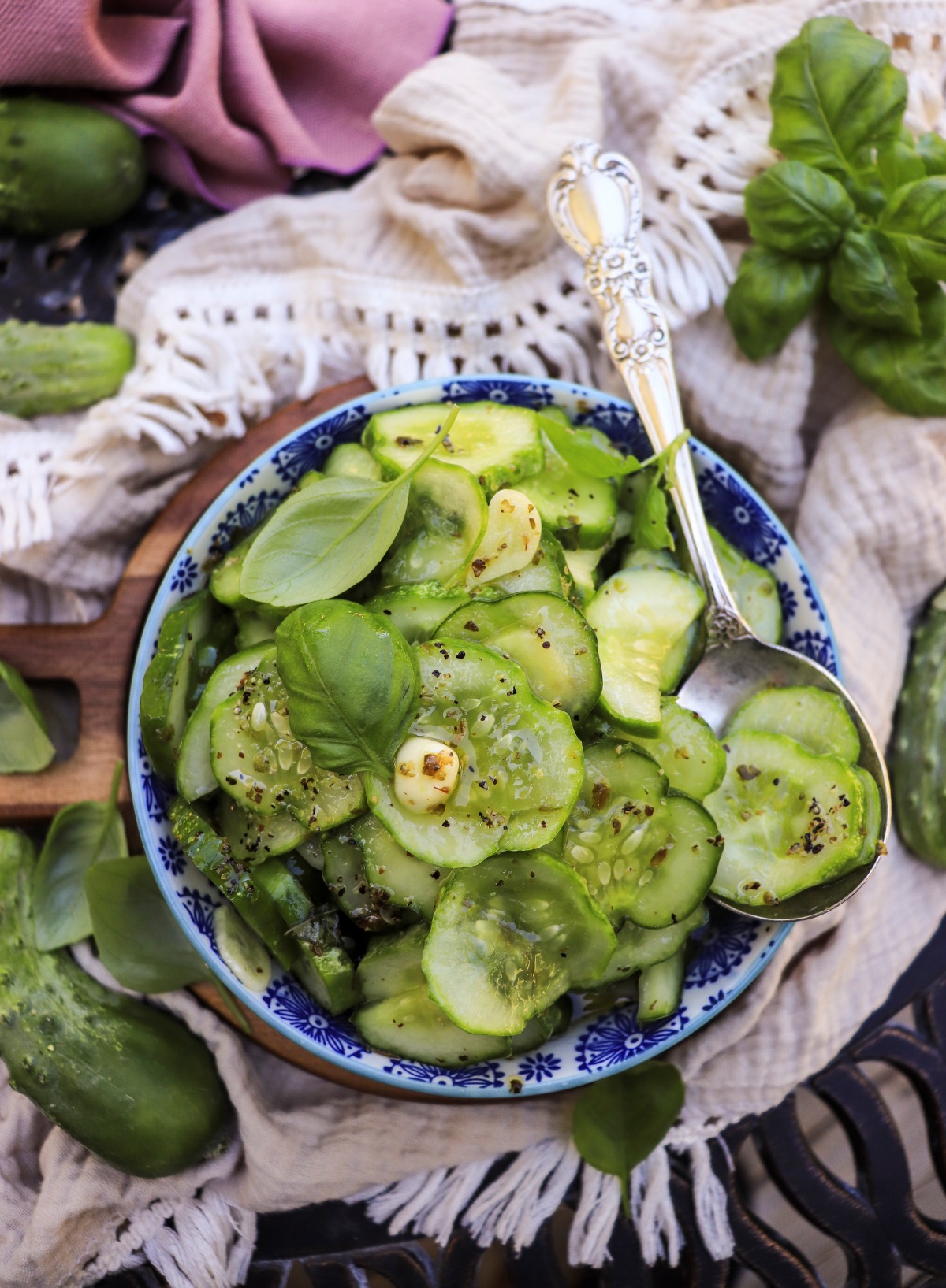 marinated cucumbers with honey and oregano