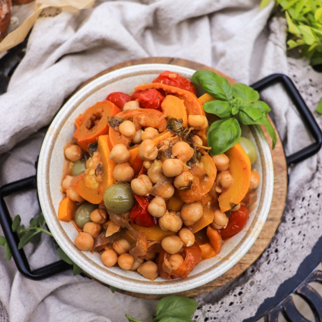 Mediterranean Zucchini Chickpea Stew with Fresh Tomatoes