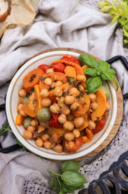 Mediterranean Zucchini Chickpea Stew with Fresh Tomatoes