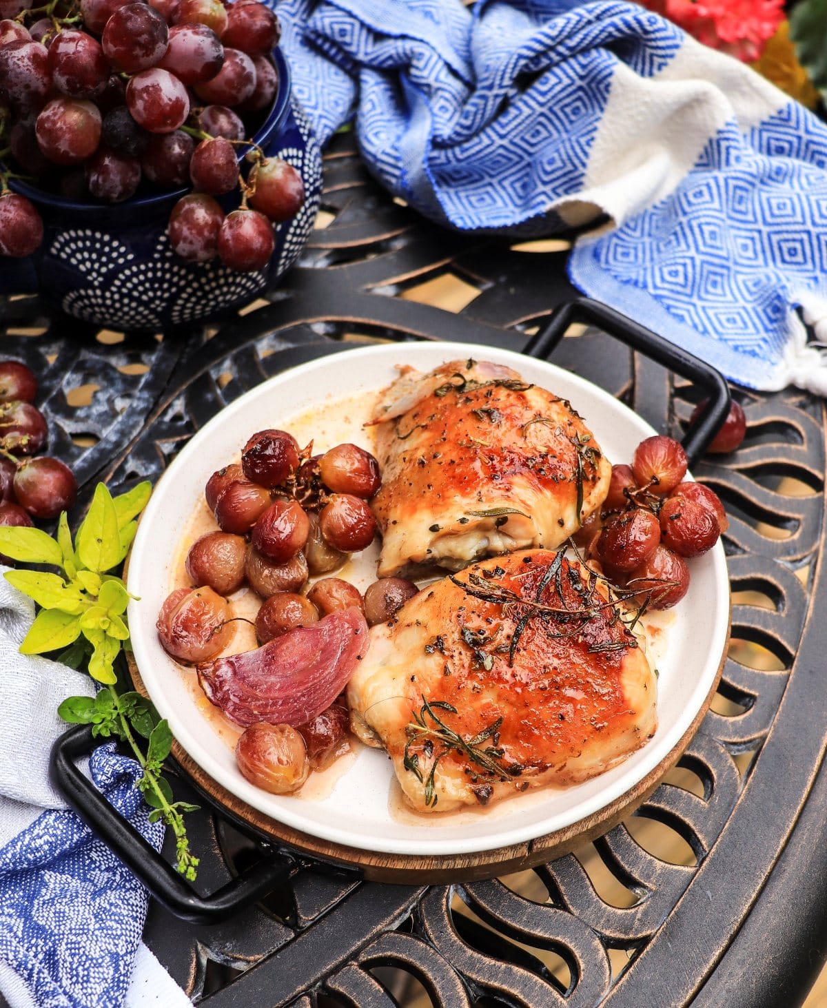 roasted chicken with grapes, rosemary, and honey (pan sheet recipe)