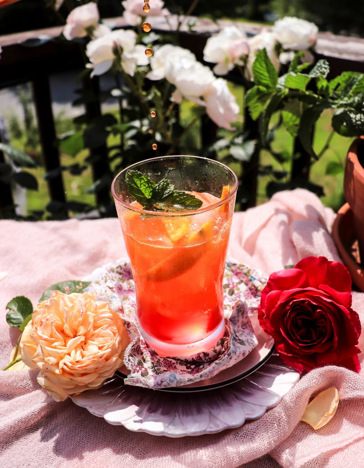 rose orange soda with rose syrup