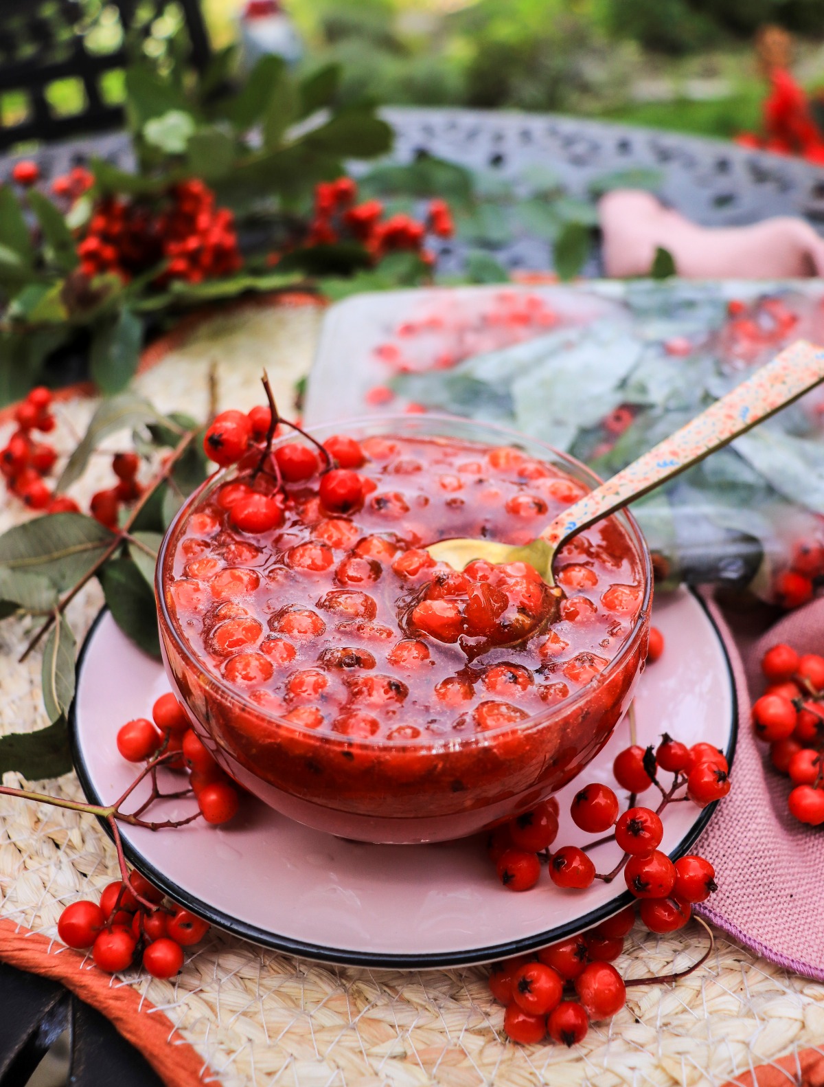 rowan berry no-cook preserves with whole berries