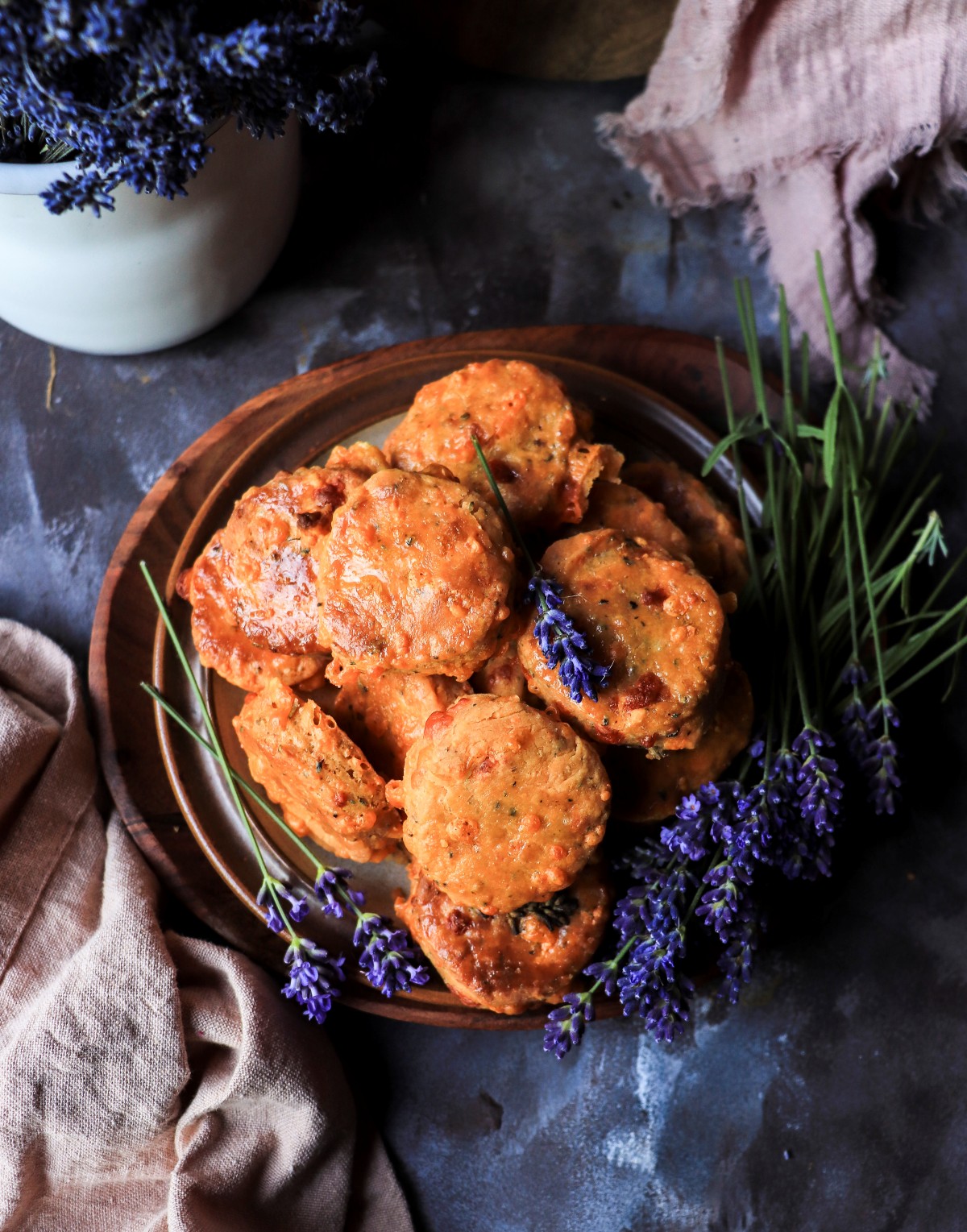 homemade savoury cheese cookies with lavender