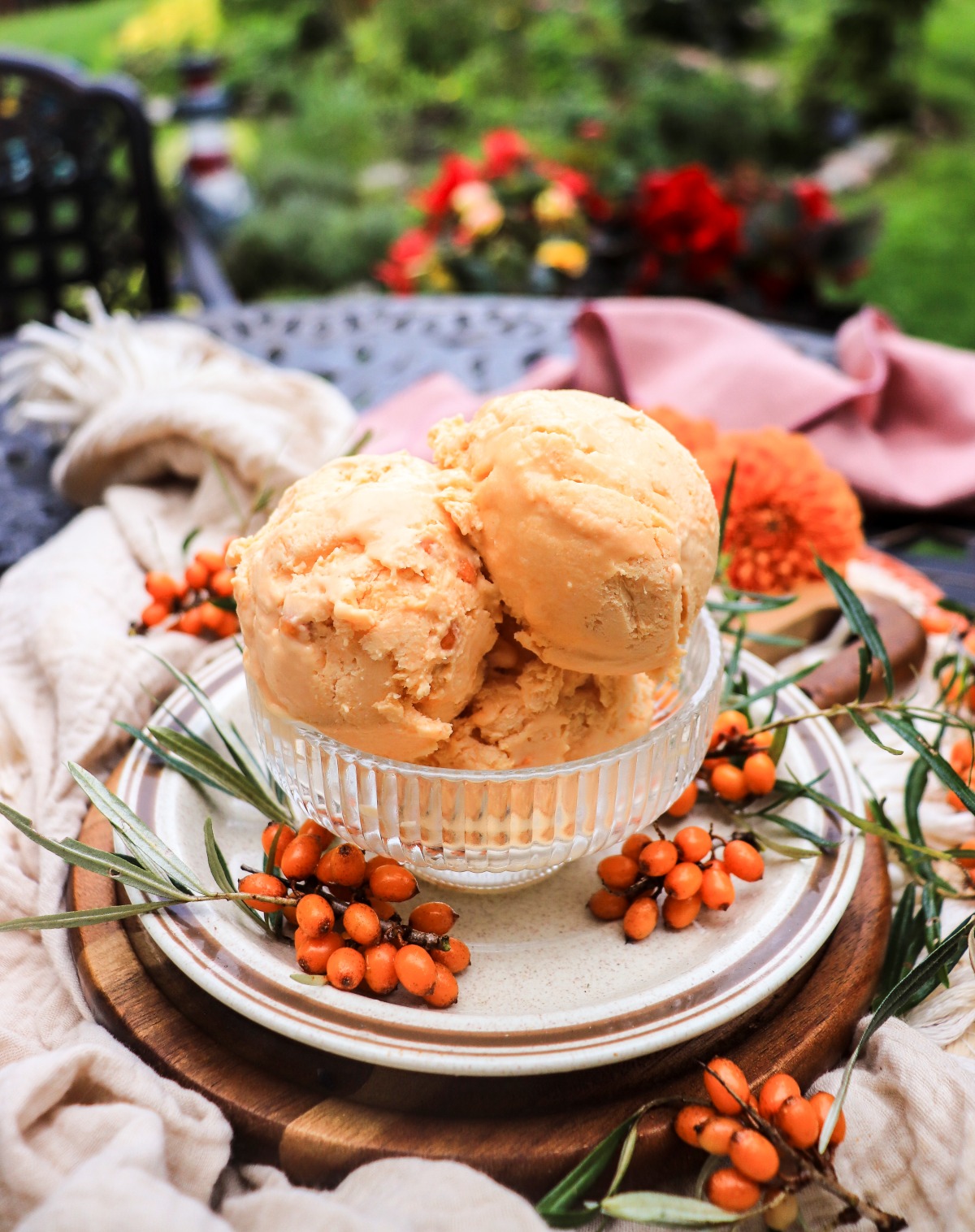 no-churn sea buckthorn ice cream with condensed milk. 