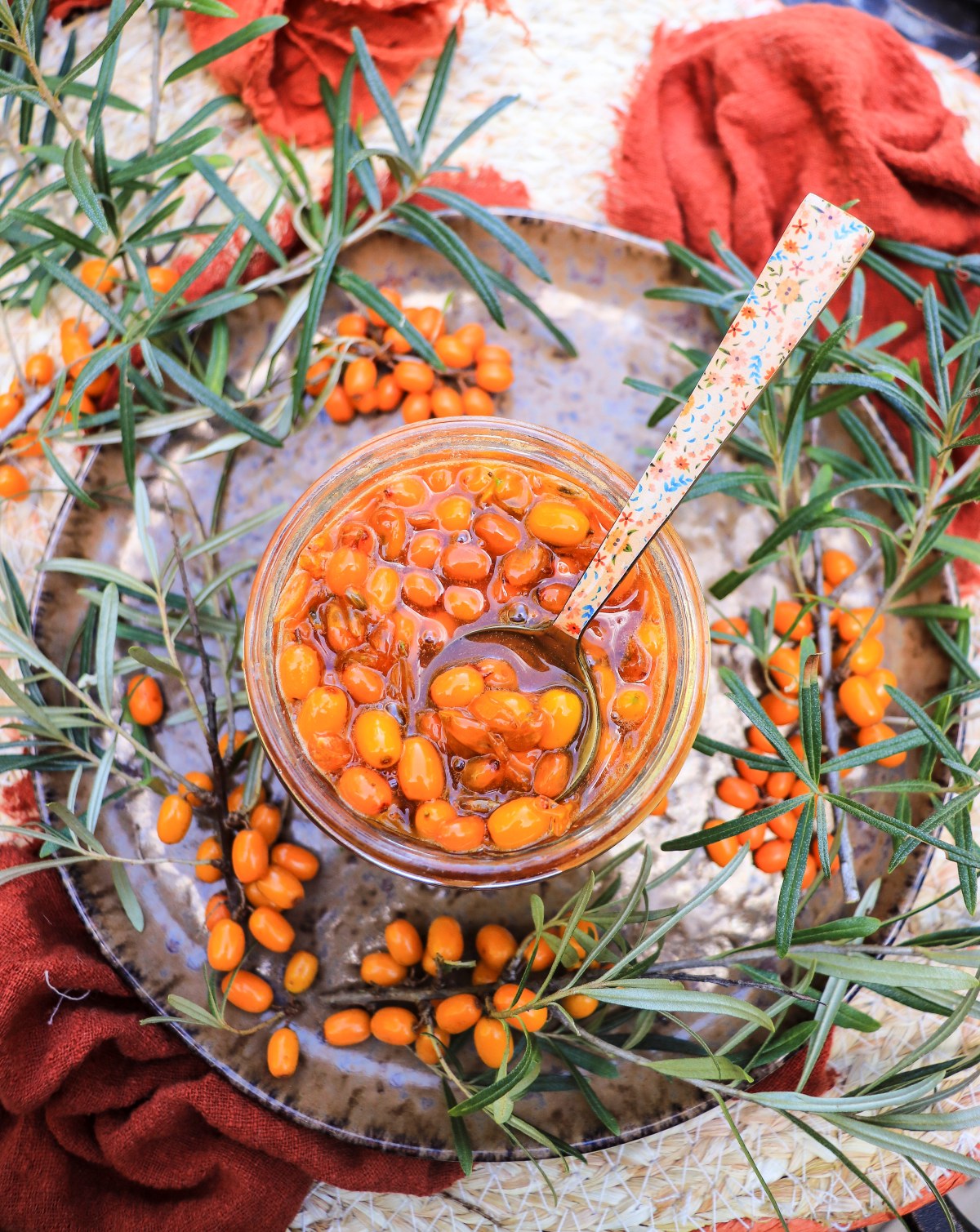 sea buckthorn no-cook preserves with whole berries