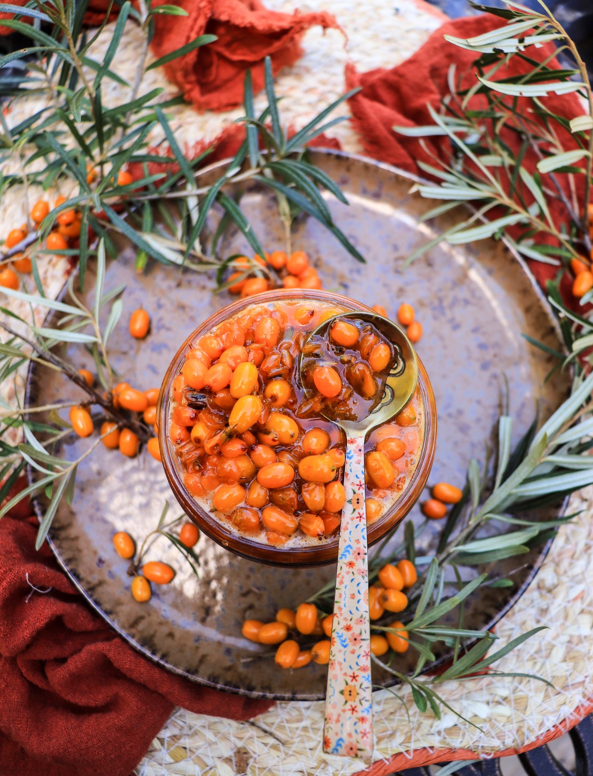 preserved sea buckthorn berries in syrup