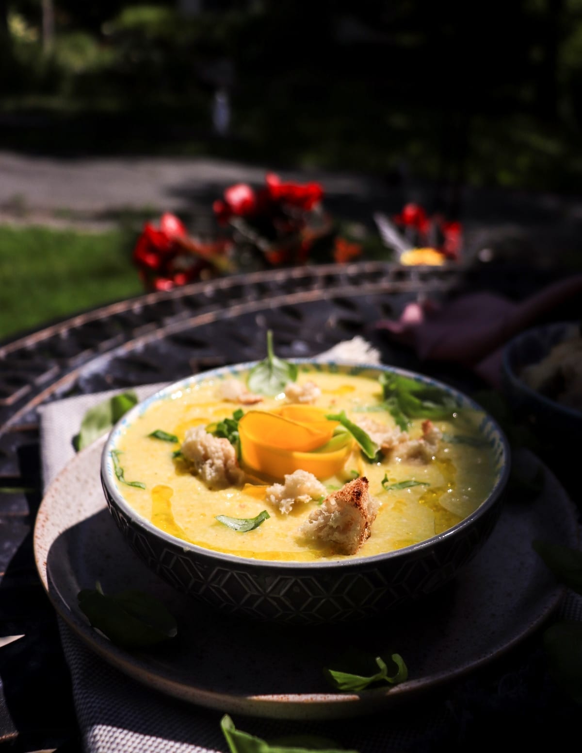 cold zucchini soup with cucumber and basil