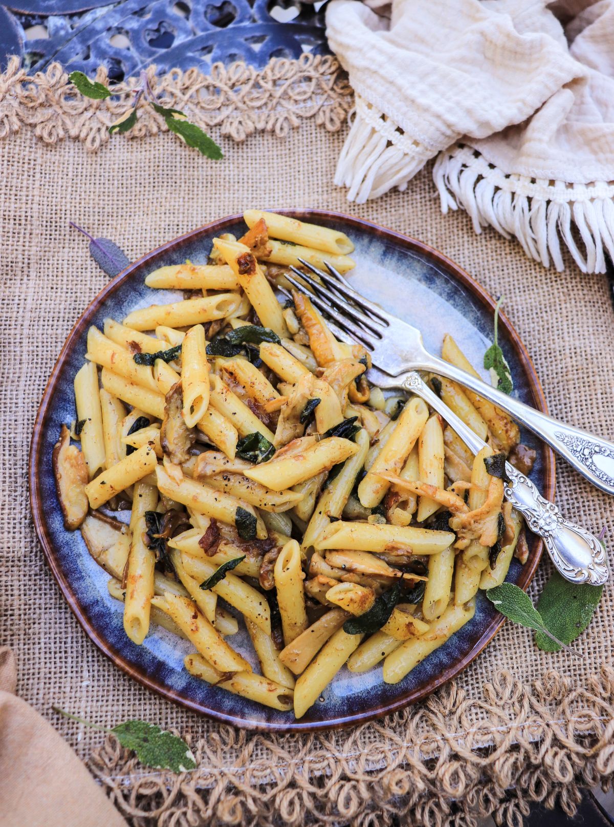 brown butter and sage porcini pasta