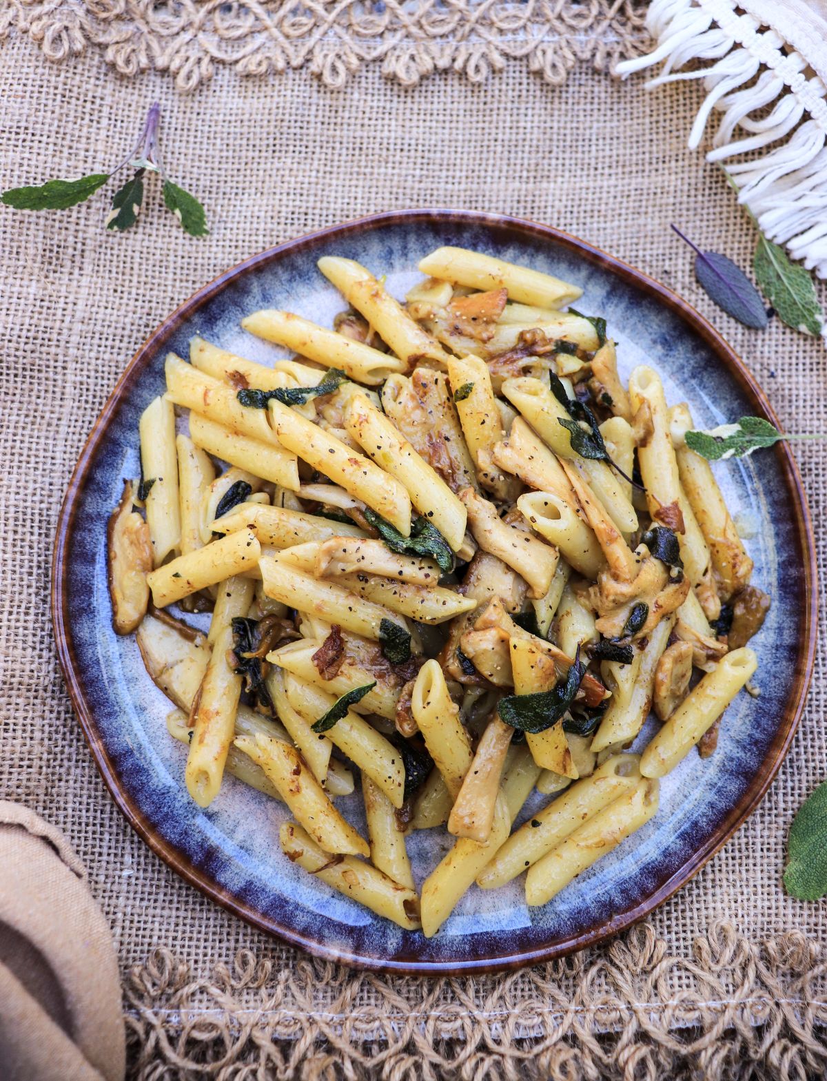 porcini mushroom pasta with sage and  brown butter