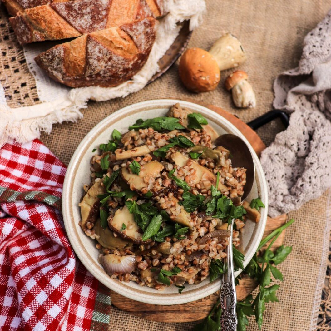 Buckwheat with Porcini Mushrooms and Onions