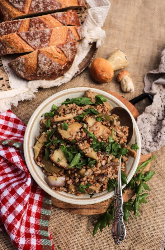 Buckwheat with Porcini Mushrooms and Onions