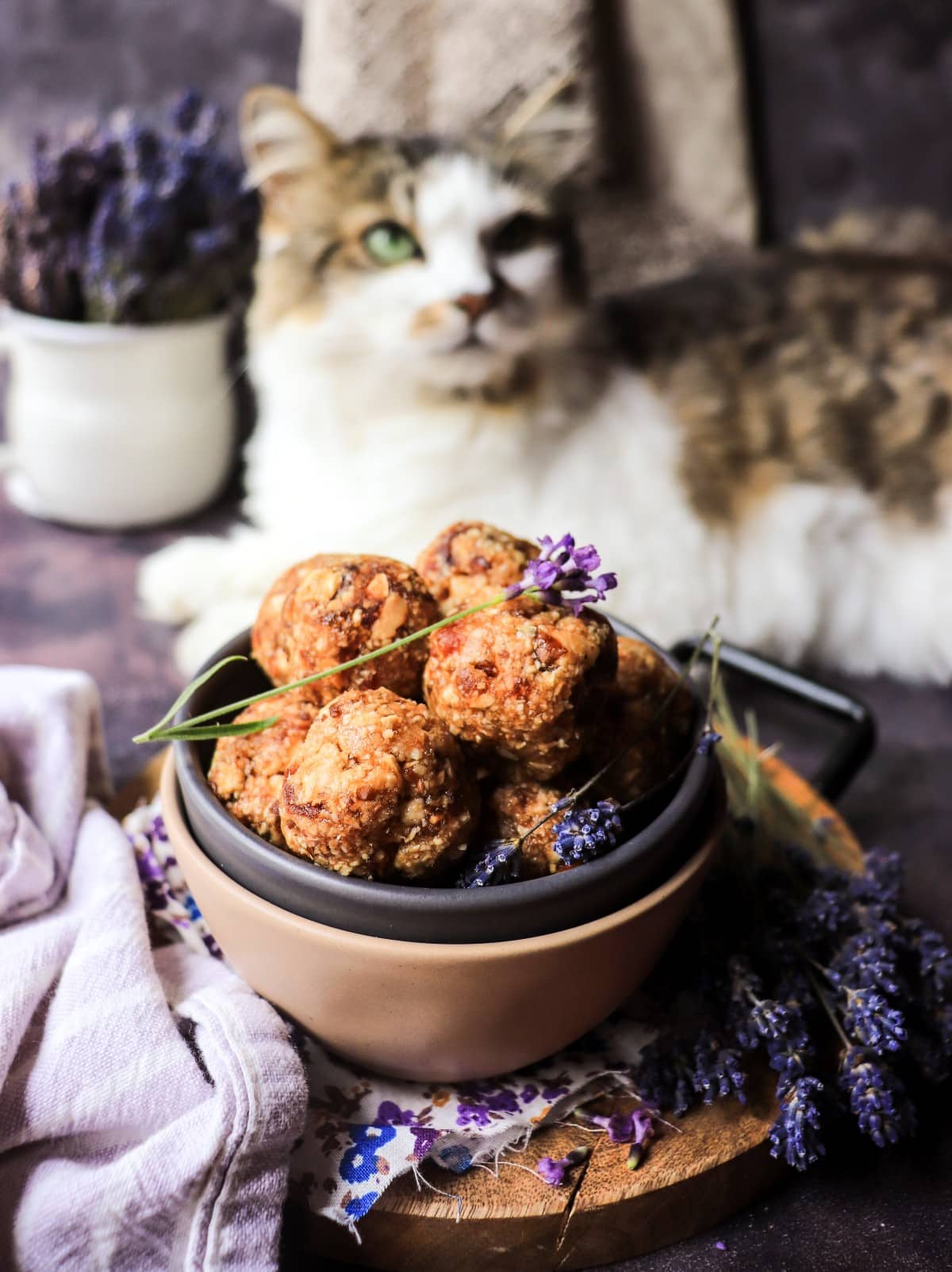 toasted cashew date truffles with lavender