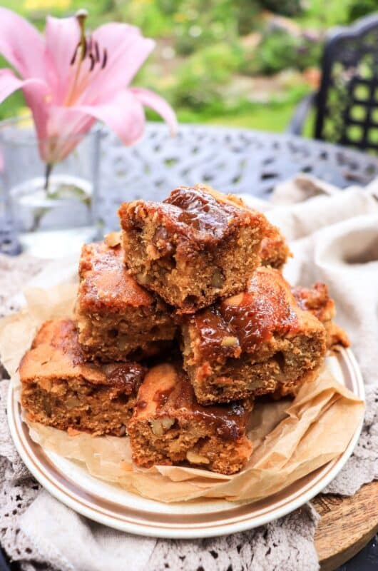 Dulce de Leche Cake Bars with Walnuts
