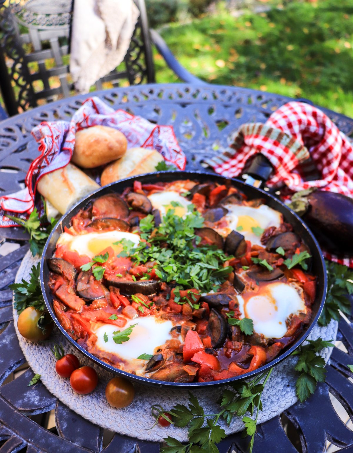 shakshuka with eggplant and chipotle