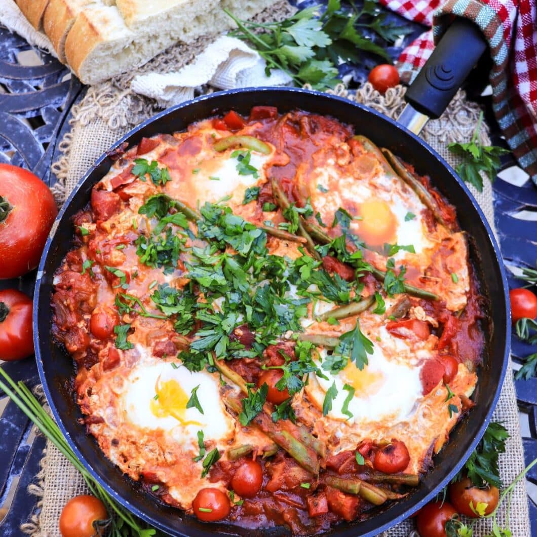 Green Bean Shakshuka with Fresh Tomatoes