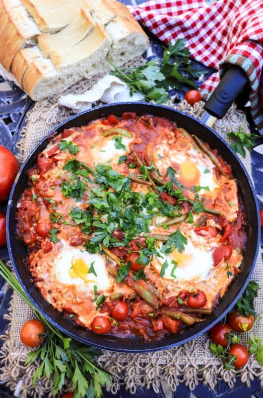 Green Bean Shakshuka with Fresh Tomatoes