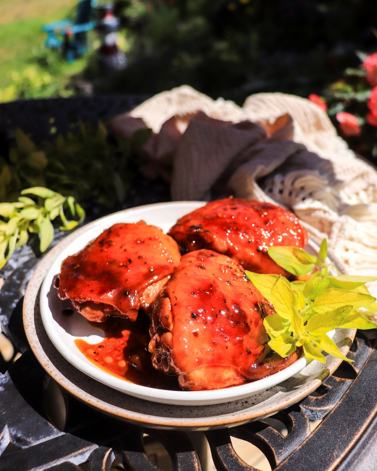 pan-fried chicken thighs with maple soy glaze