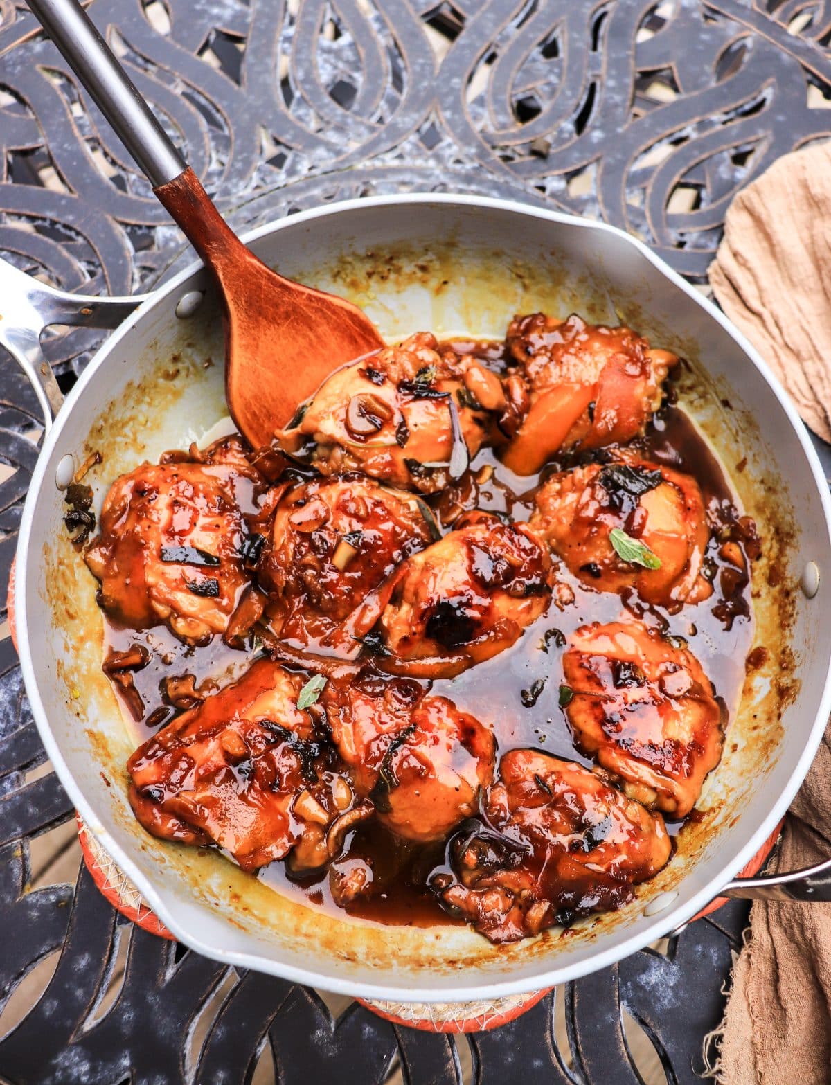 maple soy chicken thighs with fresh sage and orange