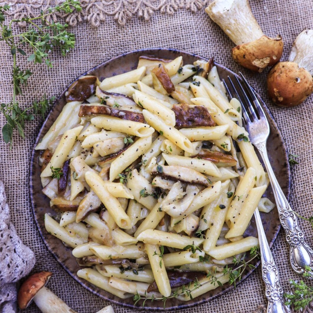 Porcini Pasta with Shallots and Thyme