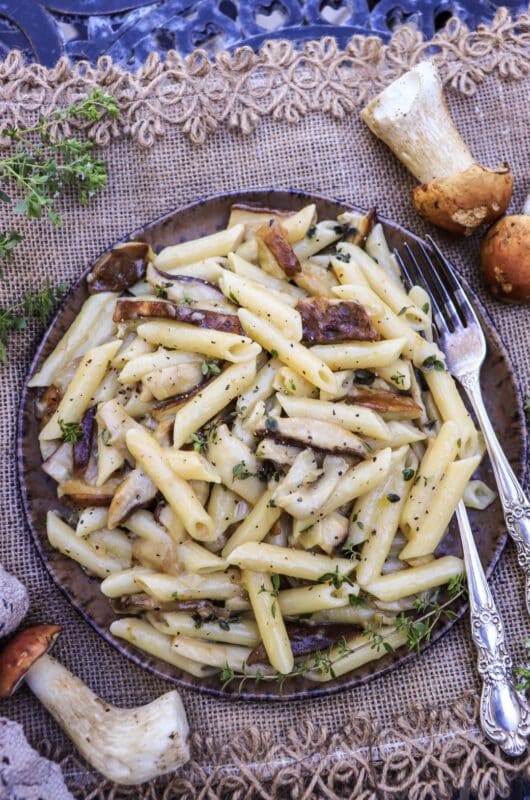 Porcini Pasta with Shallots and Thyme