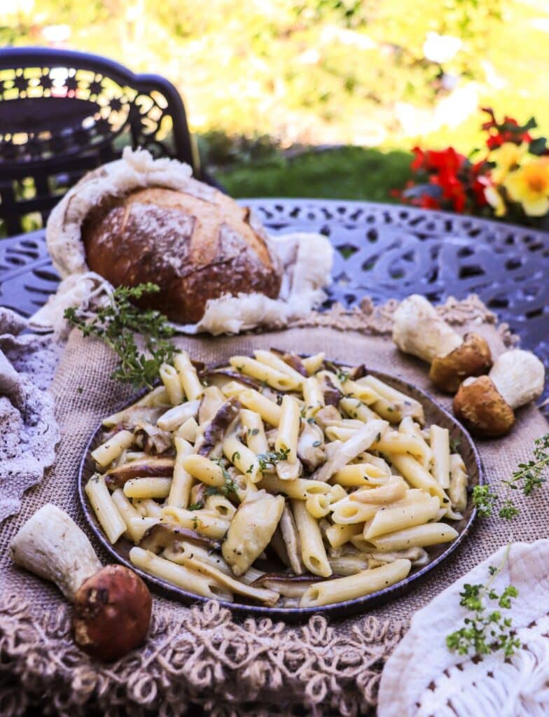 buttery porcini pasta with king boletes and herbs