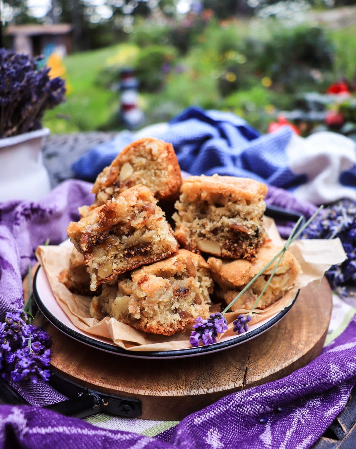rustic fig walnut snack cake squares